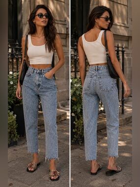 NWT NWT American Apparel the High-Waist Jean Frayed Hem